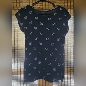 Forever 21 women's navy anchor shirt size small
